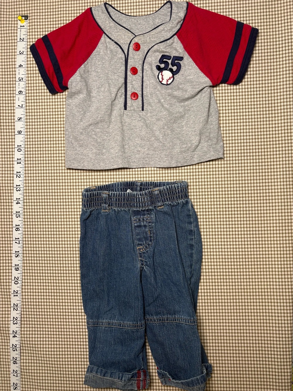 Vintage Miniwear Baseball Shirt & Denim Pants Set 12M